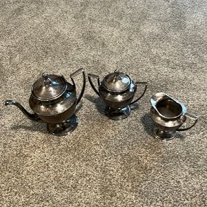 Vintage Quadruple Plate Coffee / Tea Pot & Creamer & Sugar Bowl-WMA Rogers 2076